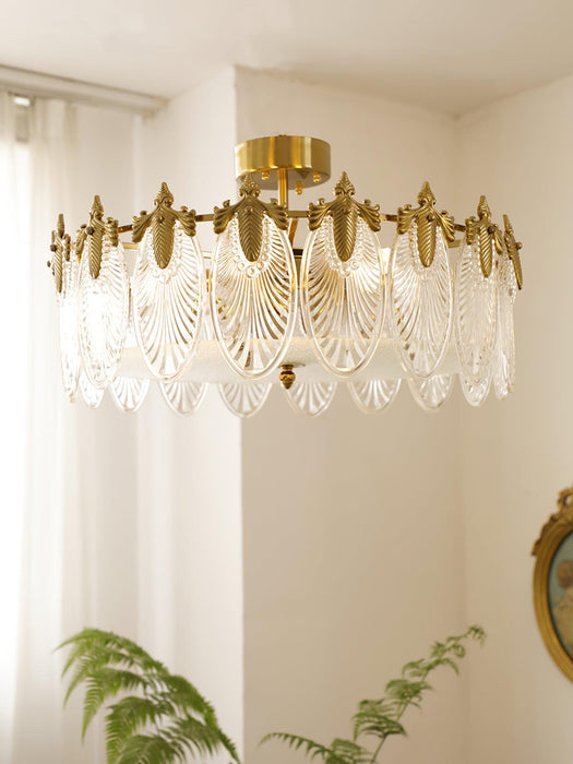 Decorative Pattern Glass Round Chandelier - DWHOME
