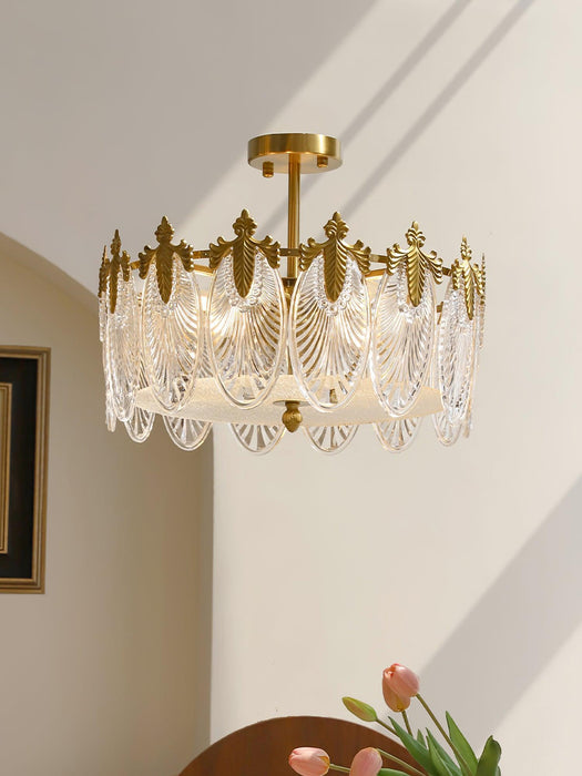 Decorative Pattern Glass Round Chandelier - DWHOME