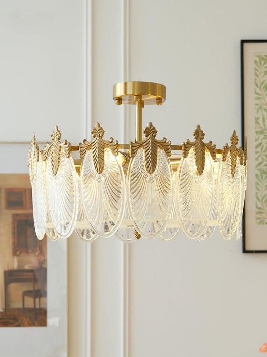 Decorative Pattern Glass Round Chandelier - DWHOME