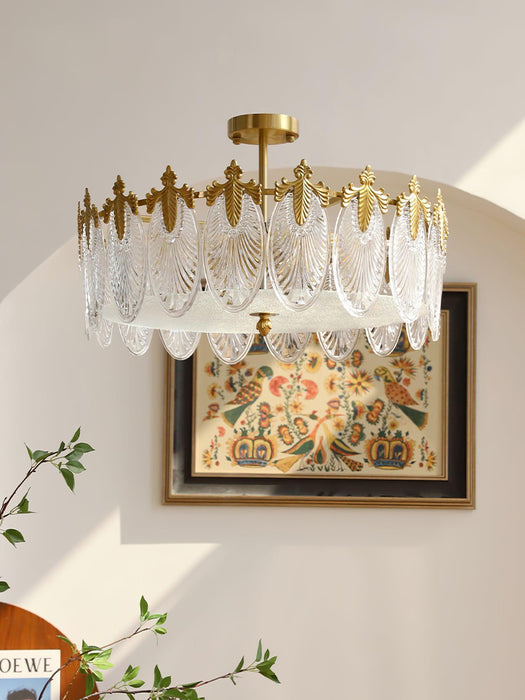 Decorative Pattern Glass Round Chandelier - DWHOME