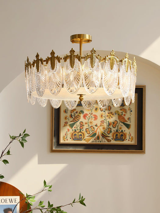 Decorative Pattern Glass Round Chandelier - DWHOME