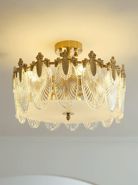 Decorative Pattern Glass Round Chandelier - DWHOME