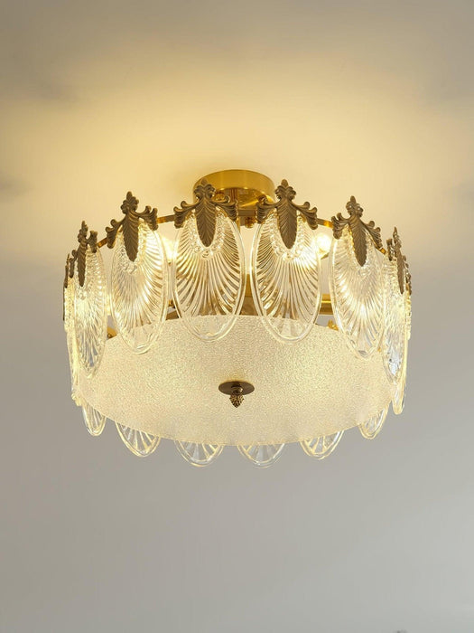 Decorative Pattern Glass Round Chandelier - DWHOME