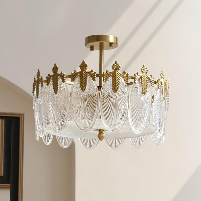 Decorative Pattern Glass Round Chandelier - DWHOME