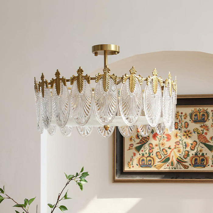 Decorative Pattern Glass Round Chandelier - DWHOME