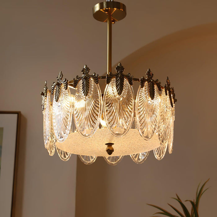 Decorative Pattern Glass Round Chandelier - DWHOME
