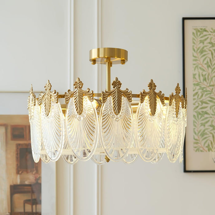 Decorative Pattern Glass Round Chandelier - DWHOME