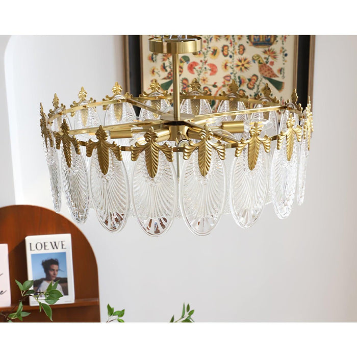 Decorative Pattern Glass Round Chandelier - DWHOME
