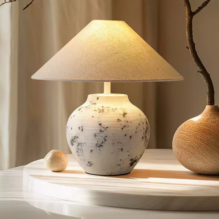 Distressed White Ceramic Table Lamp - Vakkerlight