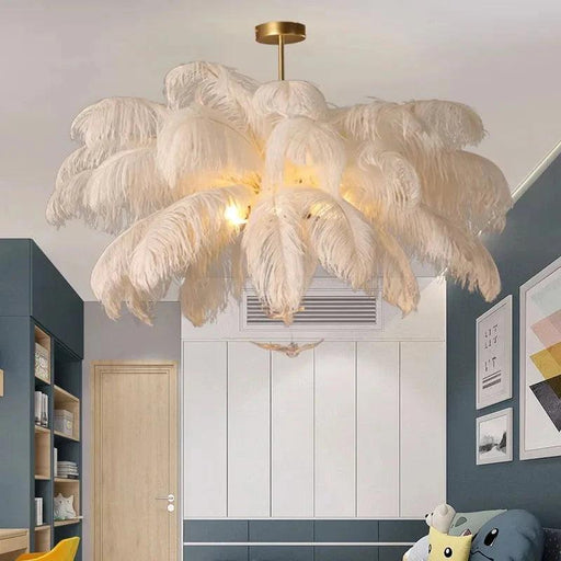 Divas Modern White Ostrich Feather Chandelier-DWHOME
