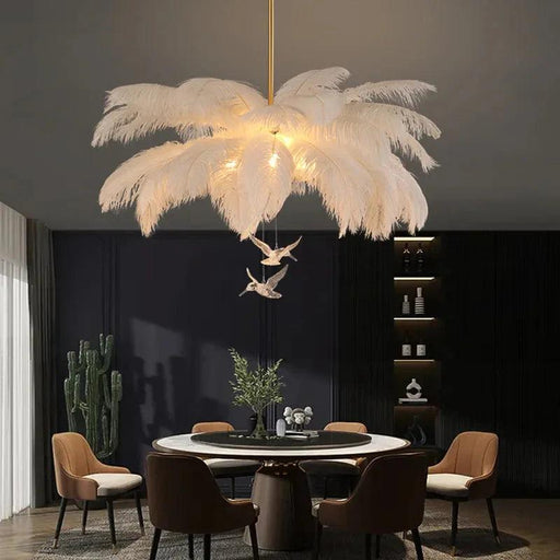 Divas Modern White Ostrich Feather Chandelier-DWHOME
