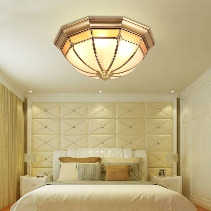 Dome Brass Flush Ceiling Lamp-DWHOME