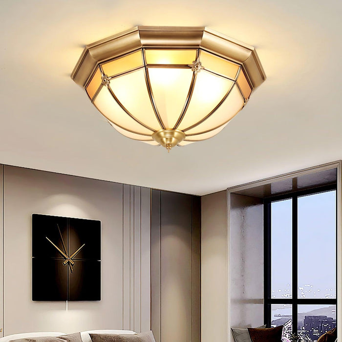 Dome Brass Flush Ceiling Lamp-DWHOME
