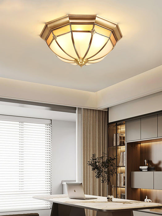 Dome Brass Flush Ceiling Lamp-DWHOME