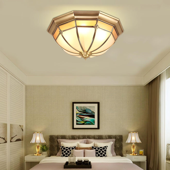 Dome Brass Flush Ceiling Lamp-DWHOME