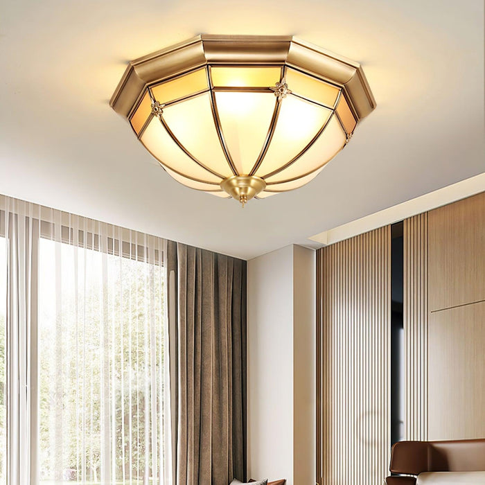 Dome Brass Flush Ceiling Lamp-DWHOME