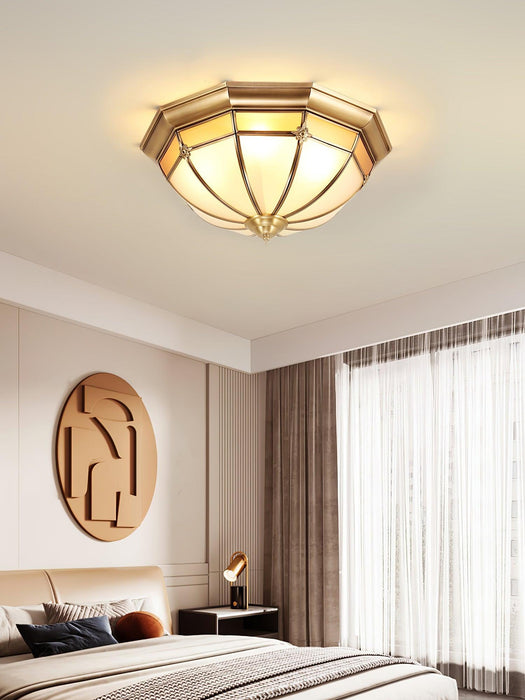 Dome Brass Flush Ceiling Lamp-DWHOME