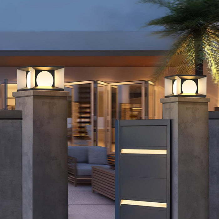 Eclipse Cube Outdoor Post Light-DWHOME