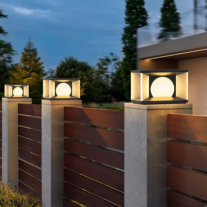 Eclipse Cube Outdoor Post Light-DWHOME