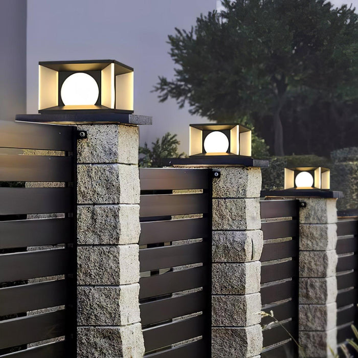 Eclipse Cube Outdoor Post Light-DWHOME