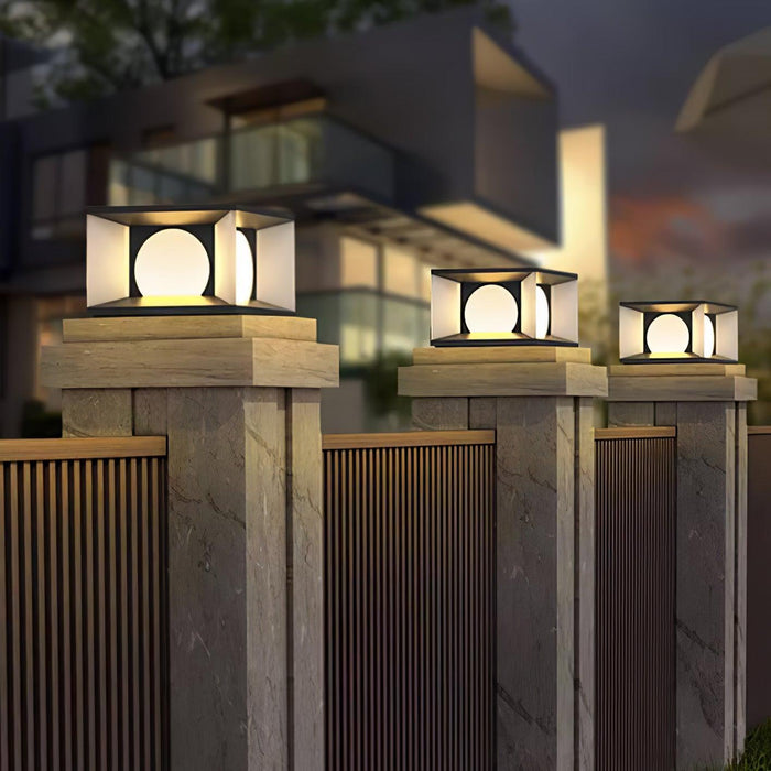 Eclipse Cube Outdoor Post Light-DWHOME
