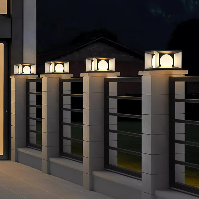 Eclipse Cube Outdoor Post Light-DWHOME