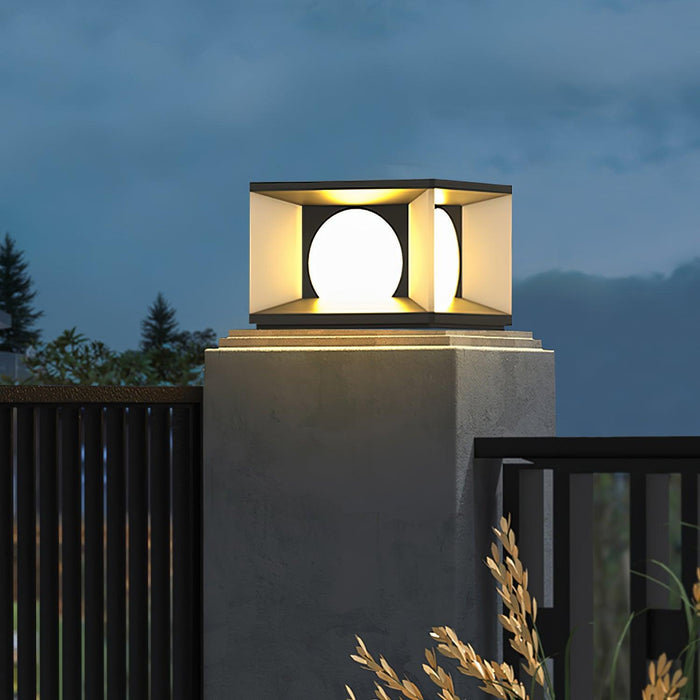 Eclipse Cube Outdoor Post Light-DWHOME