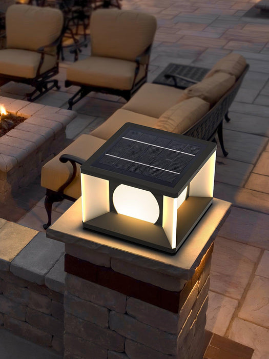 Eclipse Cube Outdoor Post Light-DWHOME