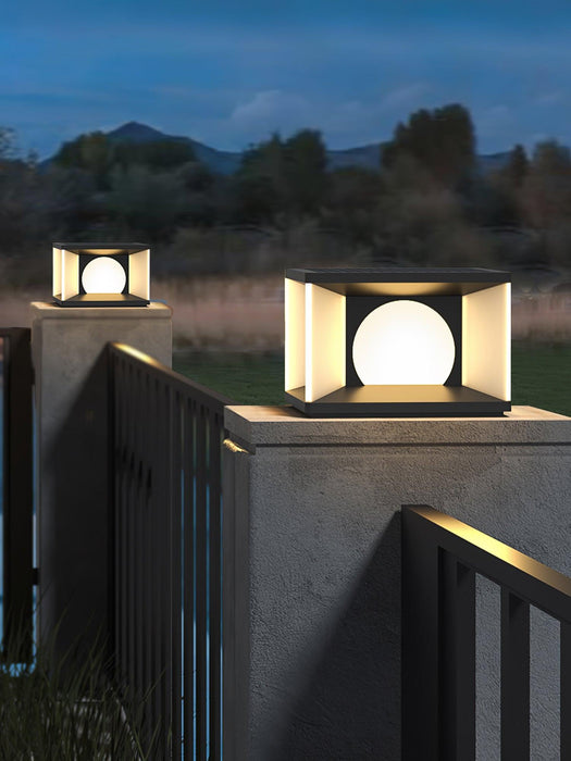 Eclipse Cube Outdoor Post Light-DWHOME
