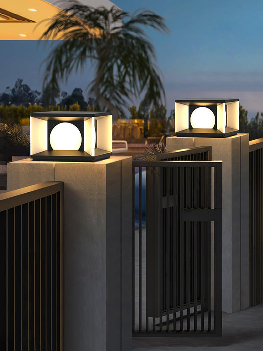 Eclipse Cube Outdoor Post Light-DWHOME