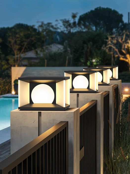 Eclipse Cube Outdoor Post Light-DWHOME