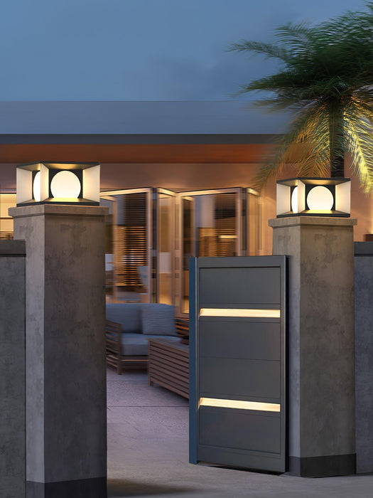 Eclipse Cube Outdoor Post Light-DWHOME