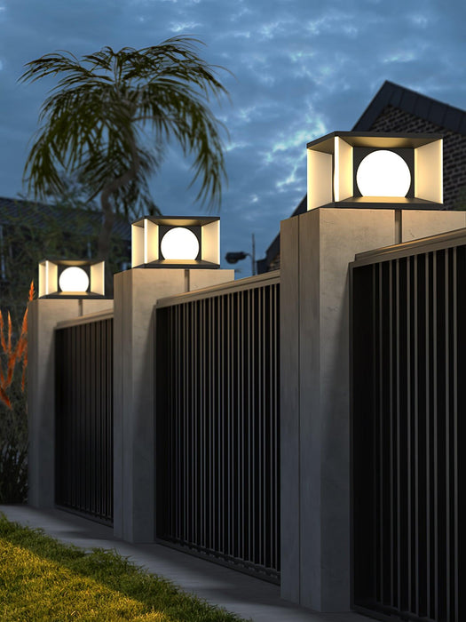 Eclipse Cube Outdoor Post Light-DWHOME