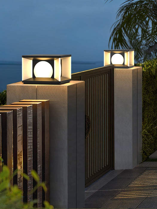 Eclipse Cube Outdoor Post Light-DWHOME