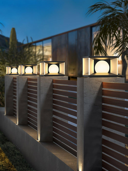 Eclipse Cube Outdoor Post Light-DWHOME