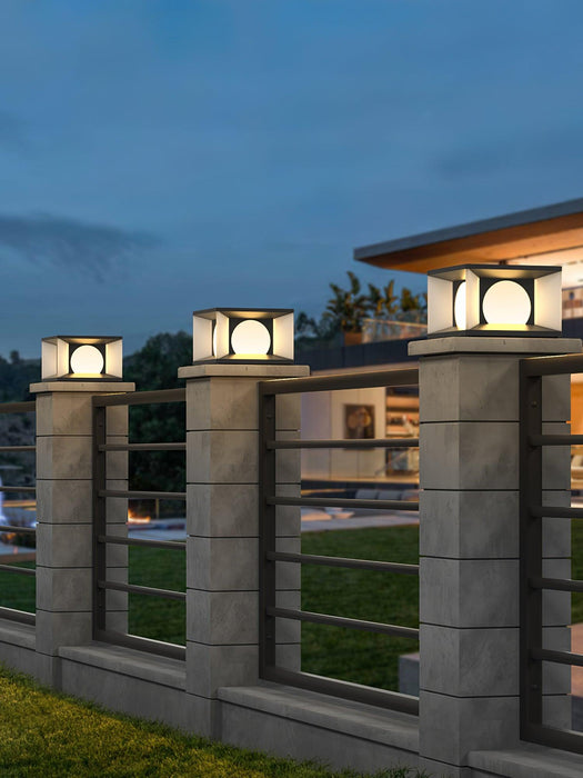 Eclipse Cube Outdoor Post Light-DWHOME