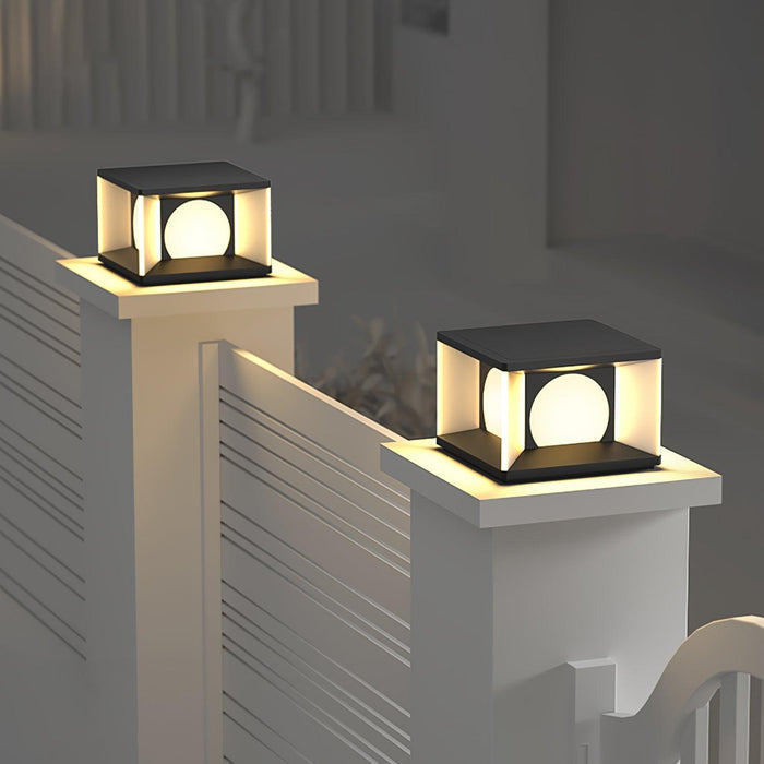 Eclipse Cube Outdoor Post Light-DWHOME