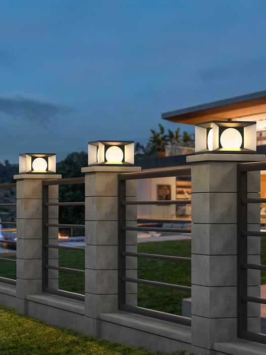 Eclipse Cube Outdoor Post Light-DWHOME