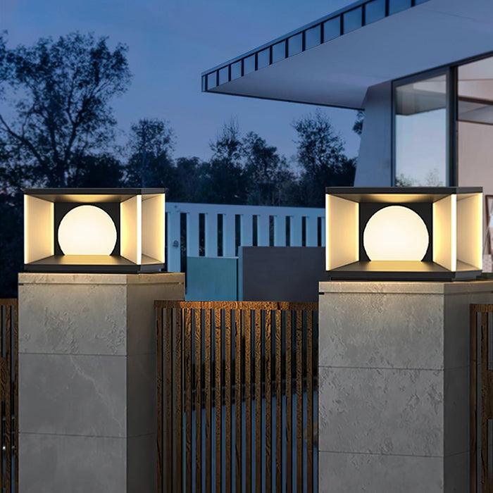 Eclipse Cube Outdoor Post Light-DWHOME