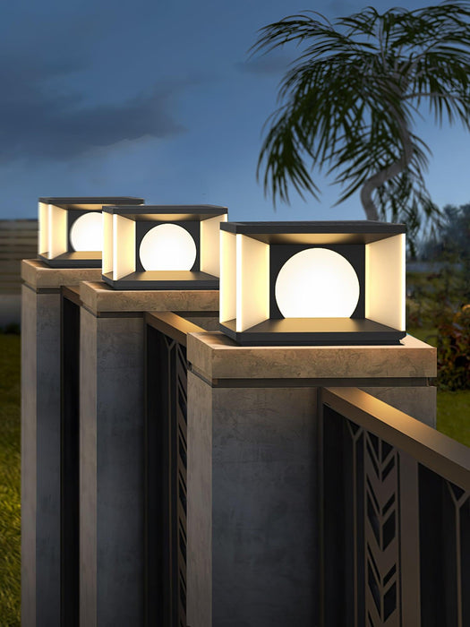 Eclipse Cube Outdoor Post Light-DWHOME
