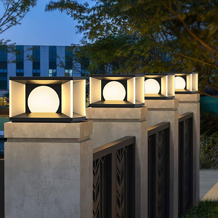 Eclipse Cube Outdoor Post Light-DWHOME