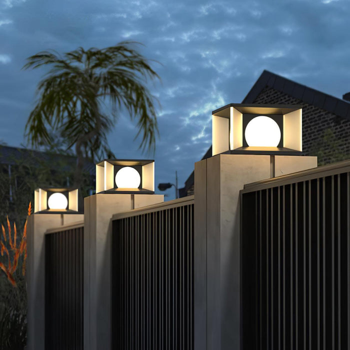 Eclipse Cube Outdoor Post Light-DWHOME