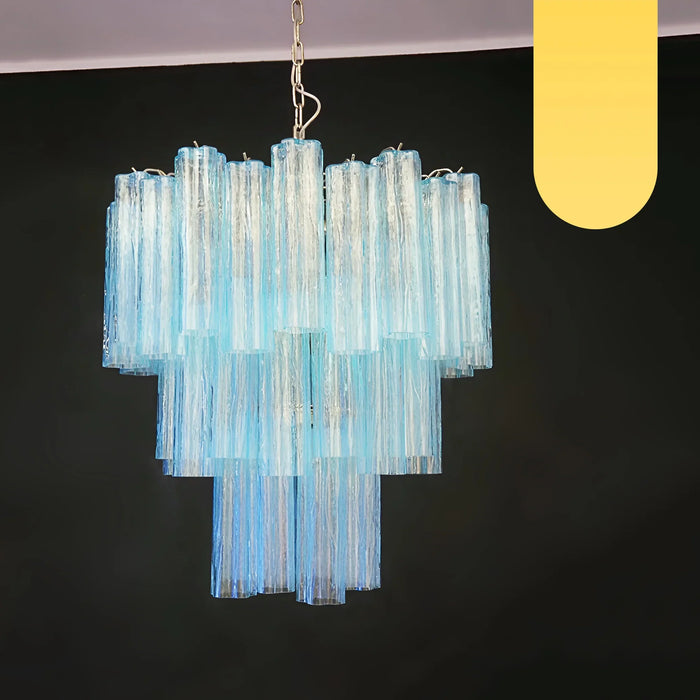 Elegant Blue Murano Glass Tube Chandelier-DWHOME