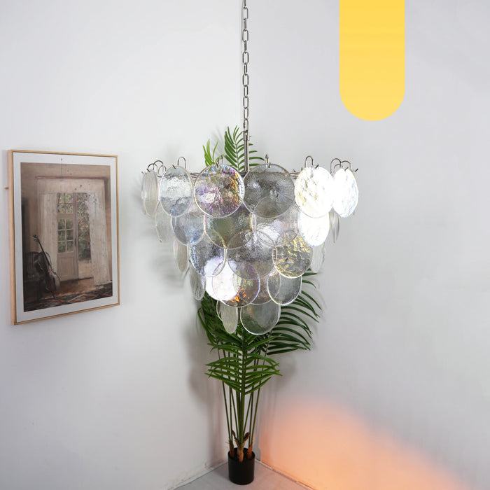 Elegant Murano Disc Iridescent Chandelier-DWHOME