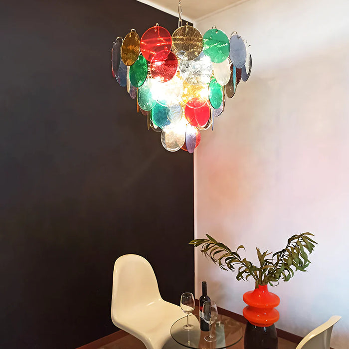 Elegant Murano Disc Multicolored Chandelier-DWHOME