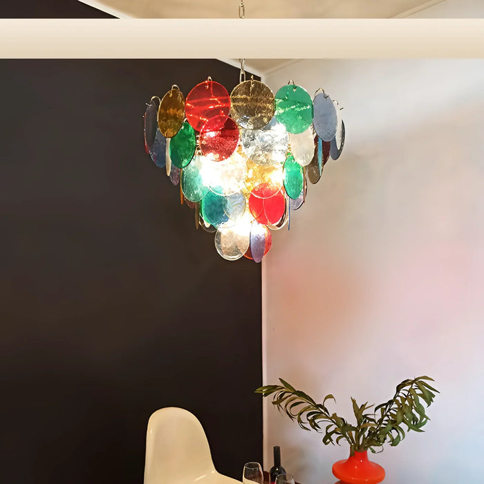 Elegant Murano Disc Multicolored Chandelier-DWHOME