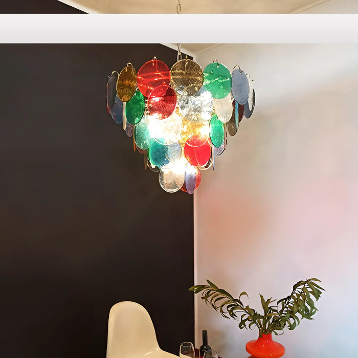 Elegant Murano Disc Multicolored Chandelier-DWHOME