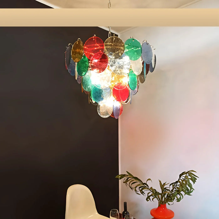 Elegant Murano Disc Multicolored Chandelier-DWHOME