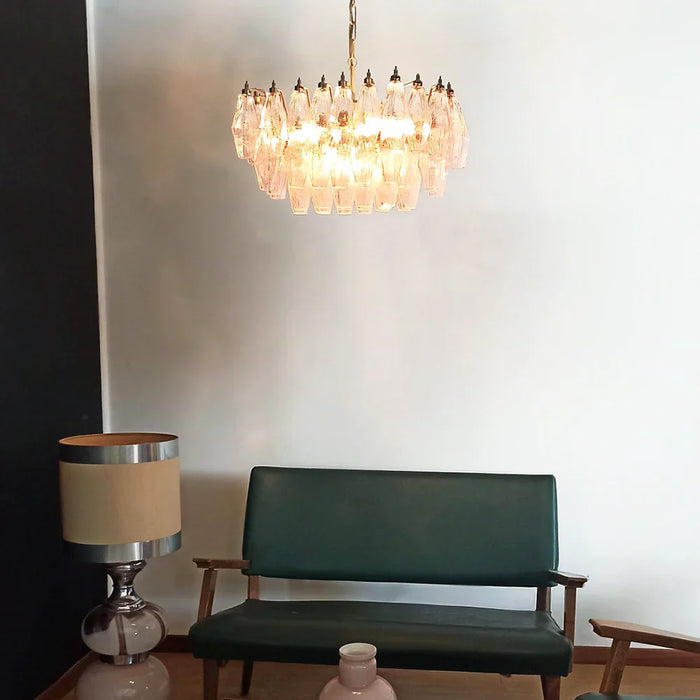Poliedri Murano Pink Chandelier-DWHOME