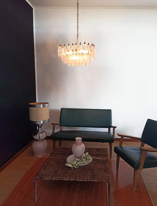 Poliedri Murano Pink Chandelier-DWHOME